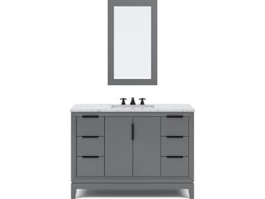 Water Creation Elizabeth Single Sink Carrara White Marble Countertop Bath Vanity In Cashmere Grey With Bronze Hardware, Oil Rubbed Bronze Classic Faucet and Rectangular Mirror (S) WTCEL48CW03CGR21BX0903