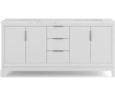 Water Creation Elizabeth Double Sink Carrara White Marble Countertop Bath Vanity In Pure White with Brushed Silver Hardware WTCEL72CW01PW000000000