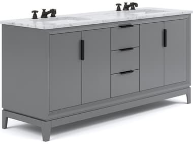 Water Creation Elizabeth Double Sink Carrara White Marble Countertop Bath Vanity In Cashmere Grey With Bronze Hardware and Oil Rubbed Bronze Classic Faucet WTCEL72CW03CG000BX0903