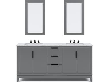 Water Creation Elizabeth Double Sink Carrara White Marble Countertop Bath Vanity In Cashmere Grey With Bronze Hardware, Oil Rubbed Bronze Classic Faucet and Rectangular Mirror (S) WTCEL72CW03CGR21BX0903