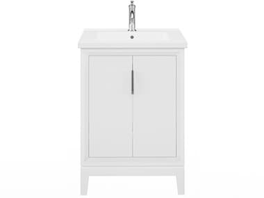 Water Creation Elise Ceramic Sink Top Vanity in Pure White with Single Faucet in Chrome Finish WTCES24CR01PW000NH0101