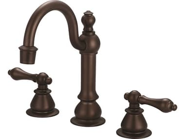 Water Creation Bea Classic Hook Spout Widespread Deck Mount Lavatory Faucets With Pop-Up Drain in Oil-Rubbed Bronze Finish With Metal Lever Handles WTCF2001203AL