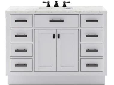 Water Creation Hartford Single Sink Carrara White Marble Countertop Bath Vanity in Pure White WTCHA48CW03PW000000000