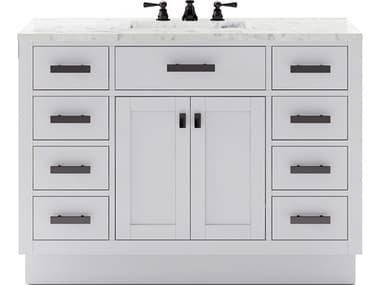 Water Creation Hartford Single Sink Carrara White Marble Countertop Bath Vanity in Pure White WTCHA48CW03PW000TL0903