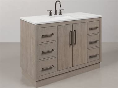 Water Creation Hugo Vanity in Grey Oak with Gooseneck Faucet WTCHU48CW03GK000BL1403