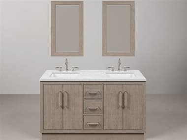 Water Creation Hugo Vanity in Grey Oak with Chrome Hardware, Hook Faucets and Rectangular Mirrors (S) WTCHU60CW01GKR21TL1201