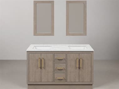 Water Creation Hugo Vanity  in Grey Oak with Satin Gold Hardware and Rectangular Mirrors (S) WTCHU60CW06GKR21000000