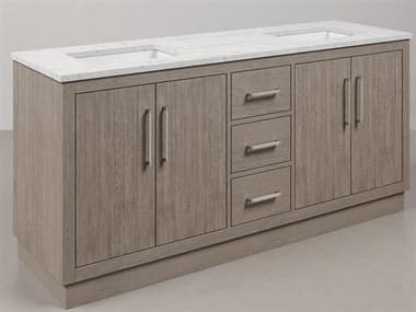 Water Creation Hugo Vanity Double Sink Carrara White Marble Countertop Bath Vanity in Grey Oak with Chrome Hardware and Rectangular Mirrors (S) WTCHU72CW01GKR21000000
