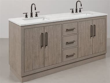 Water Creation Hugo Vanity Single Sink Carrara White Marble Countertop Vanity in Grey Oak with Gooseneck Faucet WTCHU72CW03GK000BL1403