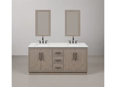 Water Creation Hugo Single Sink Carrara White Marble Countertop Vanity in Grey Oak with Gooseneck Faucet and Mirror WTCHU72CW03GKR21BL1403