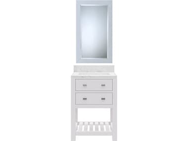 Water Creation Madalyn Single Sink Carrara White Marble Countertop Bath Vanity in Pure White with Rectangular Mirror (S) WTCMA24CW01PWR21000000
