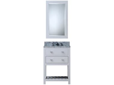 Water Creation Madalyn Single Sink Carrara White Marble Countertop Bath Vanity in Pure White with Chrome Classic Faucet and Rectangular Mirror (S) WTCMA24CW01PWR21BX0901