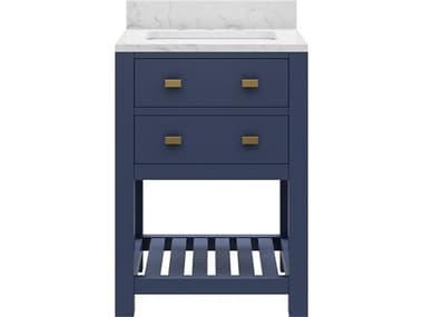 Water Creation Madalyn Single Sink Carrara White Marble Countertop Bath Vanity in Monarch Blue WTCMA24CW06MB000000000