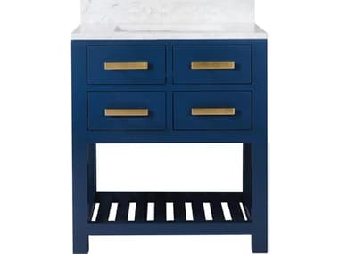 Water Creation Madalyn Single Sink Carrara White Marble Countertop Bath Vanity in Monarch Blue WTCMA30CW06MB000000000