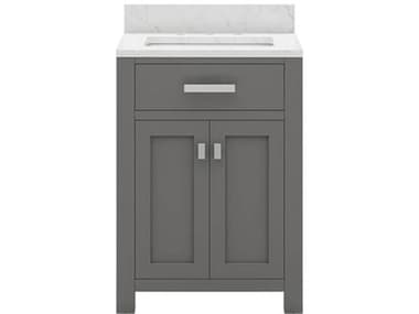 Water Creation Madison Single Sink Carrara White Marble Countertop Bath Vanity in Cashmere Grey WTCMS24CW01CG000000000