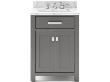 Water Creation Madison Single Sink Carrara White Marble Countertop Bath Vanity in Cashmere Grey with Chrome Hardware and Classic Faucet WTCMS24CW01CG000BX0901