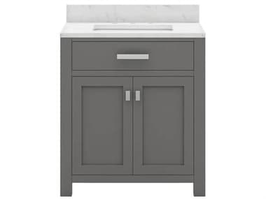 Water Creation Madison Single Sink Carrara White Marble Countertop Bath Vanity in Cashmere Grey WTCMS30CW01CG000000000