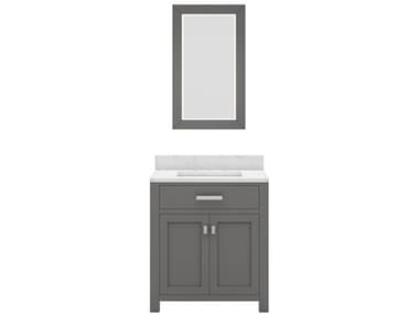 Water Creation Madison Single Sink Carrara White Marble Countertop Bath Vanity in Cashmere Grey with Rectangular Mirror (S) WTCMS30CW01CGR24000000