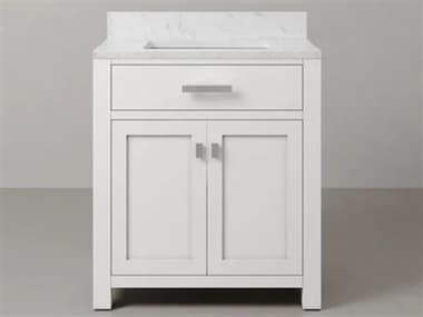 Water Creation Madison Single Sink Carrara White Marble Countertop Bath Vanity in Pure White WTCMS30CW01PW000000000