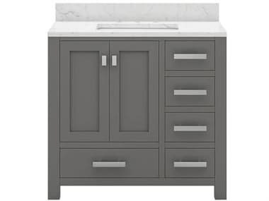 Water Creation Madison Single Sink Carrara White Marble Countertop Bath Vanity in Cashmere Grey with Chrome Hardware WTCMS36CW01CG000000000