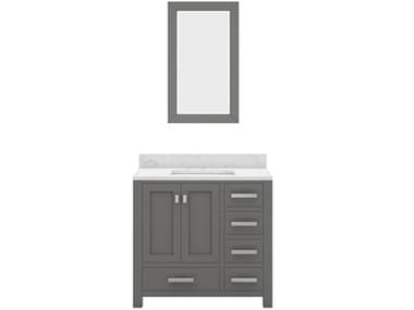 Water Creation Madison Single Sink Carrara White Marble Countertop Bath Vanity in Cashmere Grey with Chrome Hardware and Rectangular Mirror (S) WTCMS36CW01CGR24000000