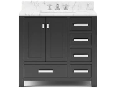Water Creation Madison Single Sink Carrara White Marble Countertop Bath Vanity in Espresso with Chrome Hardware and Classic Faucet WTCMS36CW01ES000BX0901