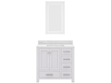 Water Creation Madison Single Sink Carrara White Marble Countertop Bath Vanity in Pure White with Chrome Hardware and Rectangular Mirror (S) WTCMS36CW01PWR24000000