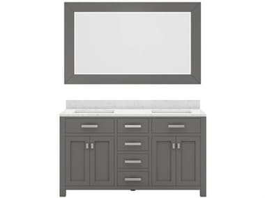 Water Creation Madison Double Sink Carrara White Marble Countertop Bath Vanity in Cashmere Grey with Rectangular Mirrors (S) WTCMS60CW01CGR21000000
