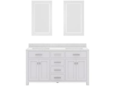 Water Creation Madison Double Sink Carrara White Marble Countertop Bath Vanity in Pure White with Rectangular Mirrors (S) WTCMS60CW01PWR21000000