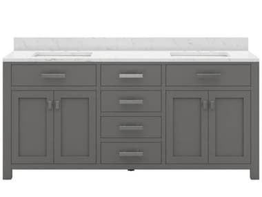 Water Creation Madison Double Sink Carrara White Marble Countertop Bath Vanity in Cashmere Grey WTCMS72CW01CG000000000
