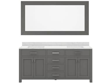 Water Creation Madison Double Sink Carrara White Marble Countertop Bath Vanity in Cashmere Grey with Rectangular Mirror (L) WTCMS72CW01CGR72000000