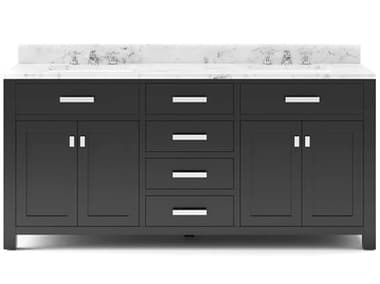 Water Creation Madison Double Sink Carrara White Marble Countertop Bath Vanity in Espresso with Chrome Hardware and Classic Faucets WTCMS72CW01ES000BX0901