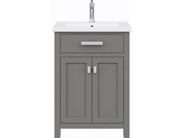 Water Creation Myra Integrated Ceramic Sink Top Bath Vanity in Cashmere Grey WTCMY24CR01CG000000000