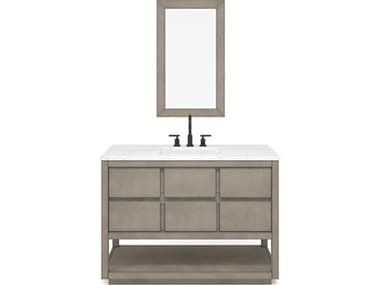 Water Creation Oakman Single Sink Carrara White Marble Countertop Bath Vanity in Grey Oak with Rectangular Mirror WTCOA48CW00GKR21000000