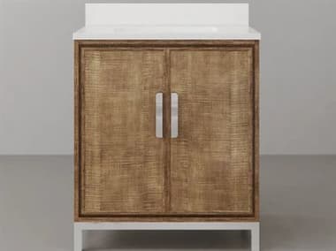 Water Creation Westin Single sink Whitebrook Quartz Countertop Bath Vanity in Lustrous Walnut  with Classic Faucet and Mirror WTCWE30QZ01LWE18TL0901