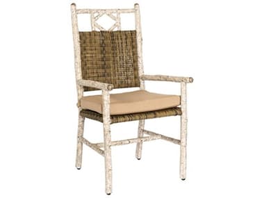Woodard Whitecraft River Run Wicker Antique Palm Dining Arm Chair WTS545501