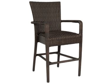 Woodard Whitecraft All Weather Wicker Padded Seat Counter Stool with Arms WTS593087