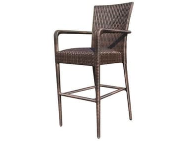 Woodard Whitecraft All Weather Wicker Padded Seat Bar Stool with Arms WTS593089