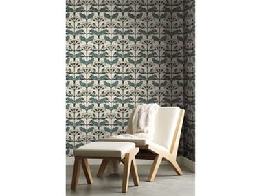 York Wallcoverings Ronald Redding Arts and Crafts Beige Metallic Tracery Blooms Wallpaper YWAC9112