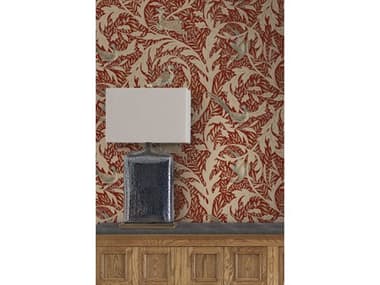 York Wallcoverings Ronald Redding Arts and Crafts Red Metallic Woodland Tapestry Wallpaper YWAC9121