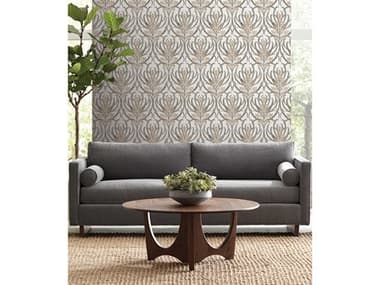 York Wallcoverings Ronald Redding Arts and Crafts White Taupe Metallic Calluna Wallpaper YWAC9142