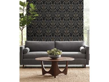 York Wallcoverings Ronald Redding Arts and Crafts Black Gold Metallic Calluna Wallpaper YWAC9145