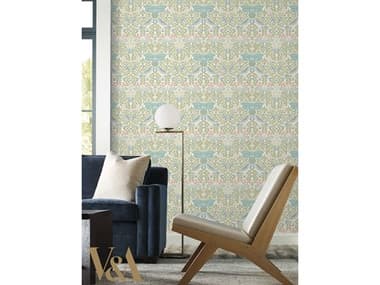 York Wallcoverings Ronald Redding Arts and Crafts Green Blue Butterly Garden Wallpaper YWAC9164