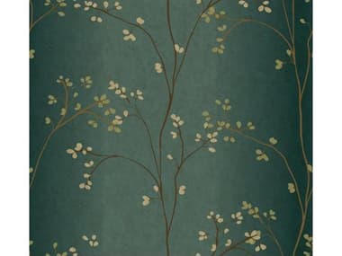 York Wallcoverings IBC 4 Earthy Tones Teal Metallic Vertical Blossoms Wallpaper YWBR6224