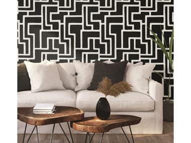 York Wallcoverings Black & White Resource Library Black White Graphic Polyomino Wallpaper YWBW3831