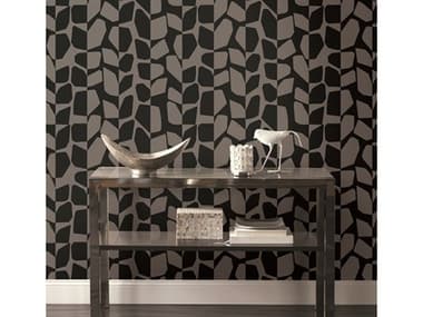 York Wallcoverings Black & White Resource Library Black Metallic Primitive Vines Wallpaper YWBW3894