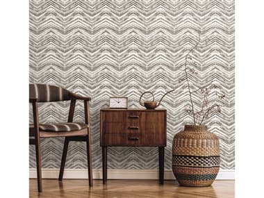 York Wallcoverings Black & White Resource Library Black White Petite Watercolor Chevron Wallpaper YWBW3911