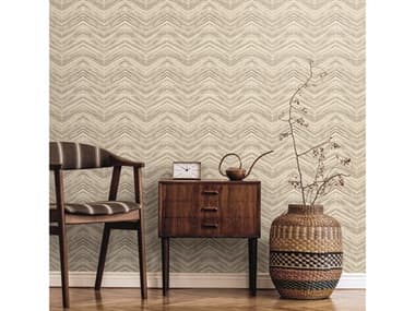 York Wallcoverings Black & White Resource Library Cream Petite Watercolor Chevron Wallpaper YWBW3912