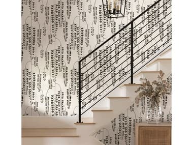 York Wallcoverings Black & White Resource Library Black Metallic Deco Wisteria Wallpaper YWBW3943