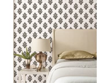 York Wallcoverings Black & White Resource Library Black White Lotus Motif Wallpaper YWBW3977